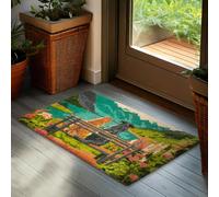 Brubaker Zerbino per Esterni e Interni - Cane e Gatto su Panchina con Montagne - 45 x 75 cm - Tappeto in 100% Fibra di Cocco, Antisporco e Antisdrucciolo - Impermeabile - Ideale per Ingresso e Patio