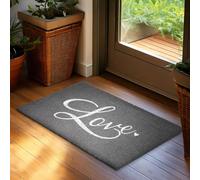 Brubaker Zerbino per Esterni e Interni - Love - 45 x 75 cm - Tappeto in 100% Fibra di Cocco, Antisporco e Antisdrucciolo - Impermeabile - Ideale per Porta d'Ingresso, Giardino e Terrazza - Grigio