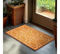 Brubaker Zerbino per Esterni e Interni - Welcome - 45 x 75 cm - Tappeto in 100% Fibra di Cocco, Antisporco e Antisdrucciolo - Impermeabile - Ideale per Porta d'Ingresso, Giardino e Terrazza - Marrone