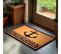 Brubaker Zerbino per Esterni e Interni - Welcome on Board con Ancora - 45 x 75 cm - Tappeto in 100% Fibra di Cocco, Antisporco e Antisdrucciolo - Impermeabile - Ideale per Ingresso - Stile Marittimo