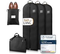 Bruce.® 3x Borsa Porta Abiti da Viaggio 160 x 60cm inkl 1x Sacchetto per Scarpe, Custodia Abiti con Cerniera Antitarme, Copriabiti da Armadio Antipolvere 120 GSM, Porta Abito da Viaggio Uomo e Donna