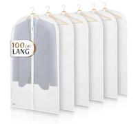 Bruce.® 6x Borsa Porta Abiti da Viaggio 100 x 60 cm, Custodia Abiti con Cerniera Antitarme, Copriabiti da Armadio Trasparenti Antipolvere 120 GSM, Porta Abito da Viaggio Uomo e Donna