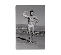 Bruce Bellas of La - Vintage Physique Male Ed Fury Muscle 196s Bodybuilding Beach Pose - 17, X 22, Fine Art Print-1 Wall Decor Art Metal Tin Poster Modern Bar Decorations30x20cm