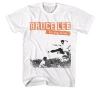 Bruce Lee - Aviatore Kick - American Classici - Bianco Adulto Manica Corta T-S