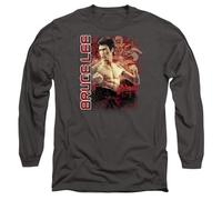 Bruce Lee Fury Long Sleeve T Shirt, Charcoal, Carbone, S Unisex-Adulto