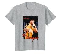 Bruce Lee Il Drago Gioco della Morte Retro Bambini Maglietta, Bambini, Grigio Melange, 4 Anni