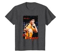 Bruce Lee Il Drago Gioco della Morte Retro Bambini Maglietta, Bambini, Grigio Scuro, 4 Anni