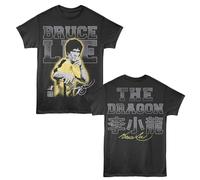 Bruce Lee - il Drago Grande Scritta - Licenza Ufficiale - Grigio Solido 2-Sided