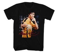 Bruce Lee T-Shirt Uomo Manica Corta Cotone Nera Girocollo Stampa