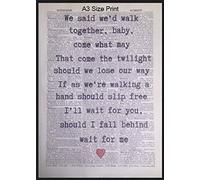 Bruce Springsteen If I Should Fall Behind Testi Dizionario Vintage Stampa Art Canzone Musica Love Romance First Dance Funky Quirky Home Decor