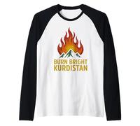 Brucia Bright Kurdistan Kurdish Pride Kurd Mountain Maglia con Maniche Raglan