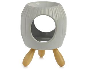 Brucia Essenza in Ceramica Astratto Zigrinato con Piedini - Bianco
