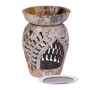 brucia incensi e lampada spandiprofumo AMPHORE DUO Softstone con colino in acciaio inox e ciotola di metallo, altezza 13 cm, Ø 9 cm