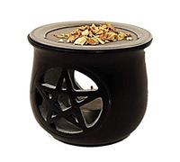 Brucia incensi Pentacolo in saponaria marrone/grigia con setaccio in acciaio