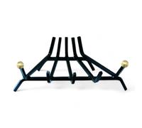 Brucialegna triangolare per camino ferro battuto nero con pomoli ottone robusto e stabile dimensione 40 cm