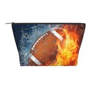 Bruciare il football americano nel fuoco, Borsa da toilette Borsa per trucco Borsa per cosmetici Borsa da toilette da viaggio portatile