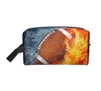 Bruciare il football americano nel fuoco, Borsa per il trucco Borsa per cosmetici Borsa da viaggio portatile da viaggio Borsa per trucco Organizer