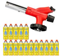 Bruciatore a Gas Bunsen Fiamma Ossidrica Saldatura Accendi-Gas + 16 Cartucce