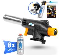 Bruciatore a Gas Bunsen Fiamma Ossidrica Saldatura Accendi-Gas + 8 Cartucce di