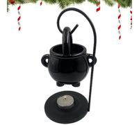 Bruciatore a olio a calderone, da appendere, a forma di calderone, bruciatore di cera profumata, in ceramica con coperchio con manico in metallo, per casa, yoga, meditazione, decorazione