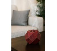 Bruciatore Bakhoor geometrico marrone - Porta incenso in resina con coperchio e intarsio in ottone - 9 x 9 cm moderno bruciatore per aromaterapia per Oud, resine e coni - Decorazione islamica per la