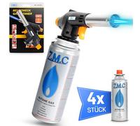 Bruciatore Bunsen Con 4 Cartucce di Gas 227g MSF-1a Brenneraufsatz a Unità Fiammeggiante Fiamma Ossidrica Saldatura Accendino Regolabili Flamme Flambieren Butangasbrenner per BBQ Cucina Campeggio