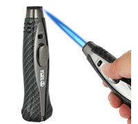 Bruciatore butano ricaricabile, con chiusura di sicurezza, fiamma regolabile, bruciatore da cucina, design antivento, stile fibra di carbonio per cucina gourmet