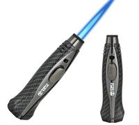 Bruciatore butano ricaricabile con chiusura di sicurezza, fiamma regolabile, bruciatore da cucina, design antivento, cucina, per esterni, barbecue (butano non incluso) (nero)