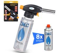 Bruciatore di Bunsen Fiamma Ossidrica Saldatura Accendi-Gas + 8 Cartucce Gas