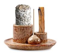 Bruciatore Di Incenso 4 In 1,4 In 1 Porta Bruciatore Di Incenso Porta,Burner Di Incenso 4 In 1,Porta Bruciatore Di Incenso 4 In 1 Per Incenso,Sala Meditazione,Yoga(Bianco Maculato)