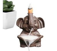 Bruciatore di incenso a cascata, a forma di elefante, con supporto in ceramica, per aromaterapia, decorazione per la casa per spa, yoga, meditazione