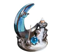 Bruciatore Di Incenso A Flusso Inverso - Diffusore A Fontana A Forma Di Luna,Fontana Ad Acqua Per Incenso In Ceramica | per Casa Altare Ingresso Cabina Tavolo Scrivania