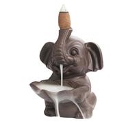 Bruciatore di incenso a flusso inverso, porta coni di incenso a flusso inverso, bruciatore a cascata, con statua di elefante, in ceramica, per aromaterapia, decorazione per la casa per stanze di