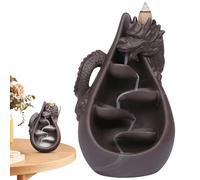 Bruciatore di incenso a forma di drago, a cascata, porta incenso a flusso inverso, porta coni cinesi sabbia viola, bruciatore per coni di sabbia viola cinese, bruciatore per coni di incenso a cascata
