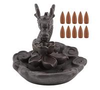 Bruciatore di incenso a riflusso Cascata in ceramica, fontana di fumo Porta incensiere in porcellana artigianale Ornamento decorativo con 10 coni di incenso per la casa Yoga Decorazione del tempio