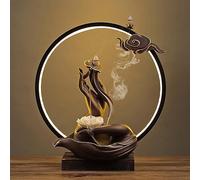 bruciatore di incenso , Bruciatore di incenso a cono in ceramica a LED, bruciatore di incenso a riflusso, aromaterapia, nebulizzatore, smog, decorazione for la casa, ornamento alla moda(Bruin)