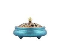 bruciatore di incenso Bruciatore di incenso creativo in ottone con nuvole di buon auspicio, ornamenti decorativi for interni, porta incenso a tre gambe(Blue)