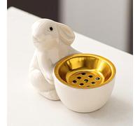 Bruciatore di incenso in ceramica a forma di coniglio, statuetta di coniglio, ornamento per bastoncini di incenso pasquale, cascata, porta incenso arabo, per la decorazione della casa