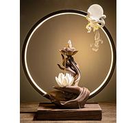 Bruciatore di incenso in ceramica a forma di loto, cascata, cinese, a riflusso, con luce a LED, per decorare casa e ufficio (loto bianco)