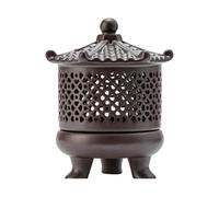 Bruciatore di incenso in ceramica retrò, porta incenso con coperchio, per decorazione di interni, meditazione, yoga, ufficio, marrone