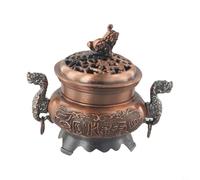 Bruciatore di incenso in lega, design a doppio drago, con tappo cavo, per meditazione, rilassamento, aromaterapia, in camera da letto, ufficio, soggiorno (rame rosso)