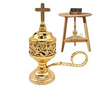 Bruciatore di incenso in metallo, Bruciatore di incenso per chiesa, Porta cono di incenso con croce, Bruciatore di incenso per chiesa cattolica, Bruciatore di incenso per chiesa greco-ortodossa