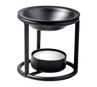 Bruciatore di Incenso MaMeMi in Ferro Nero [Altezza 7 cm] con Inserto a Rete. Per l'incenso delicato con una candela Tealight.