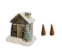 Bruciatore di incenso natalizio a forma di casetta di tronchi innevato, bruciatore di incenso a forma di casetta di Natale, decorazione per la casa del villaggio di Natale (marrone)