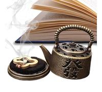 Bruciatore di incenso - Scatola Bruciatore a Coni e Spirali di incenso | a forma di teiera in lega di zinco per meditazione, relax, sala da tè, ufficio, biblioteca