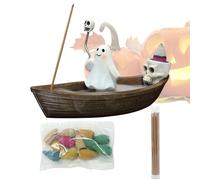 Bruciatore di incenso, scheletro fantasma nave, portacenere gotico, ornamento in resina per hotel, ristorante, appartamento, yoga, soggiorno camera da letto