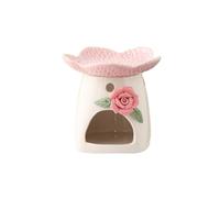 Bruciatore di oli essenziali in ceramica, stufa per aromaterapia, bruciatore di cera, diffusore di profumo per candele floreali, regalo per aromaterapia (rosa)