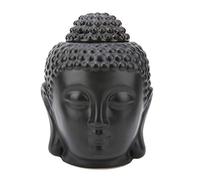 Bruciatore di Olio Essenziale a Testa di Buddha in Ceramica, portacandele con diffusore di incenso a Forma di Testa di Buddha Nero