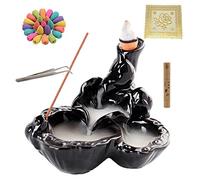 Bruciatore Incenso Riflusso Ceramica Fatto a Mano, Cascata Con 40 Coni e 30 Bastoncini - Diffusore Aromi, Decorazione Domestica e Ornamenti Ufficio