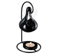 Bruciatore Oli Essenziali in Ceramica, Diffusore Essenzial, Diffusore Aroma a Candela, Brucia Essenze a Forma di Calderone per Soggiorno e Camera da Letto, Elemento Decorativo Casa, Nero